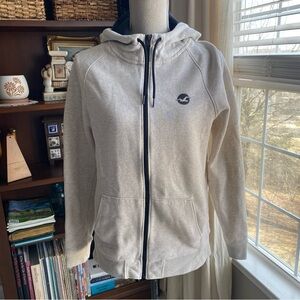 Hollister Cream Hooded Jacket with Full-Length Zipper EUC